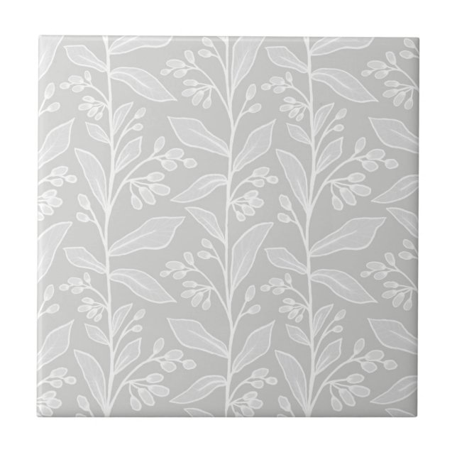 Delicate Botanic Reverie M2 White Large Plants Ceramic Tile (Front)