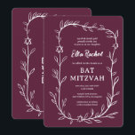 Delicate Botanical Bar Bat Mitzvah CUSTOM QR Code  Invitation<br><div class="desc">Perfect card to announce a bat mitzvah, bar mitzvah or other Jewish celebration! Hand drawn delicate leaf trame art for you! FULLY CUSTOMIZABLE! Click on “Personalize” above to edit the text. Click "edit using design tool" to adjust the fonts, colors and placements and to add your link to the QR...</div>