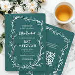 Delicate Botanical Bar Bat Mitzvah CUSTOM QR Code  Invitation<br><div class="desc">Perfect card to announce a bat mitzvah, bar mitzvah or other Jewish celebration! Hand drawn delicate leaf trame art for you! FULLY CUSTOMIZABLE! Click on “Personalize” above to edit the text. Click "edit using design tool" to adjust the fonts, colors and placements and to add your link to the QR...</div>