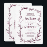 Delicate Botanical Bar Bat Mitzvah CUSTOM QR Code  Invitation<br><div class="desc">Perfect card to announce a bat mitzvah, bar mitzvah or other Jewish celebration! Hand drawn delicate leaf trame art for you! FULLY CUSTOMIZABLE! Click on “Personalize” above to edit the text. Click "edit using design tool" to adjust the fonts, colors and placements and to add your link to the QR...</div>