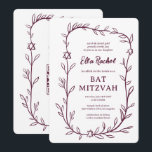 Delicate Botanical Bar Bat Mitzvah CUSTOM QR Code  Invitation<br><div class="desc">Perfect card to announce a bat mitzvah, bar mitzvah or other Jewish celebration! Hand drawn delicate leaf trame art for you! FULLY CUSTOMIZABLE! Click on “Personalize” above to edit the text. Click "edit using design tool" to adjust the fonts, colors and placements and to add your link to the QR...</div>