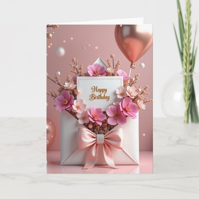 Delicate Botanical Birthday Card (Front)