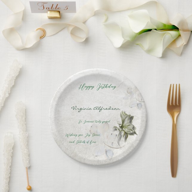 Delicate botanical birthday party paper plates  (Wedding)