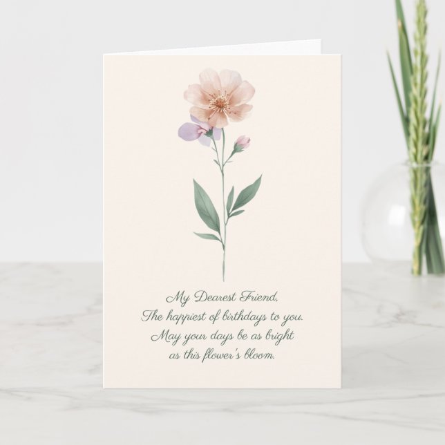 Delicate Botanical Greeting Card for Friend (Front)