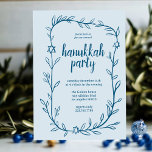 Delicate Botanical Hanukkah Party Star of David Invitation<br><div class="desc">Perfect invitation for a Hanukkah party or other Jewish celebration! Hand drawn delicate leaf trame art for you! FULLY CUSTOMIZABLE! Click on “Personalize” above to edit the text. Click "edit using design tool" to adjust the fonts, colors and placements and to add text to the back side design if you...</div>
