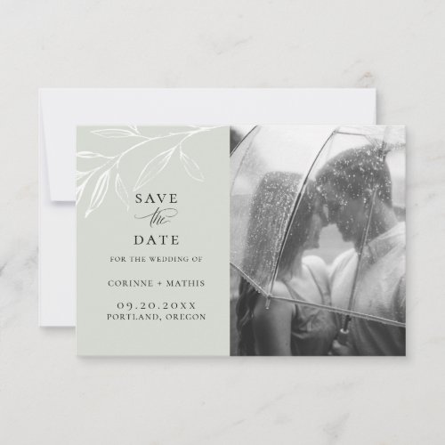 Delicate Botanical Ink Photo Save The Date Announcement
