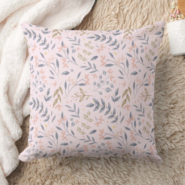 Delicate Botanical Leaf Pattern Throw Pillow (Blanket)