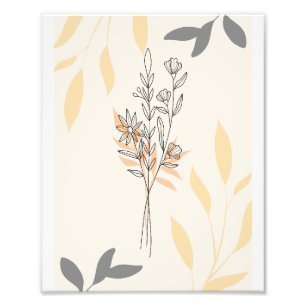Delicate Botanical Line Art Bouquet Photo Print