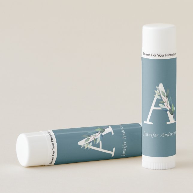 Delicate Botanical Monogrammed Lip Balm (Front)