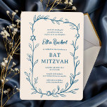 Delicate Botanical Star of David Bar Bat Mitzvah Invitation<br><div class="desc">Perfect card to announce a bat mitzvah, bar mitzvah or other Jewish celebration! Hand drawn delicate leaf trame art for you! FULLY CUSTOMIZABLE! Click on “Personalize” above to edit the text. Click "edit using design tool" to adjust the fonts, colors and placements and to add text to the back side...</div>