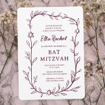 Delicate Botanical Star of David Bar Bat Mitzvah Invitation<br><div class="desc">Perfect card to announce a bat mitzvah, bar mitzvah or other Jewish celebration! Hand drawn delicate leaf trame art for you! FULLY CUSTOMIZABLE! Click on “Personalize” above to edit the text. Click "edit using design tool" to adjust the fonts, colors and placements and to add text to the back side...</div>