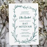 Delicate Botanical Star of David Bar Bat Mitzvah Invitation<br><div class="desc">Perfect card to announce a bat mitzvah, bar mitzvah or other Jewish celebration! Hand drawn delicate leaf trame art for you! FULLY CUSTOMIZABLE! Click on “Personalize” above to edit the text. Click "edit using design tool" to adjust the fonts, colors and placements and to add text to the back side...</div>