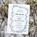 Delicate Botanical Star of David Bar Bat Mitzvah Invitation<br><div class="desc">Perfect card to announce a bat mitzvah, bar mitzvah or other Jewish celebration! Hand drawn delicate leaf trame art for you! FULLY CUSTOMIZABLE! Click on “Personalize” above to edit the text. Click "edit using design tool" to adjust the fonts, colors and placements and to add text to the back side...</div>