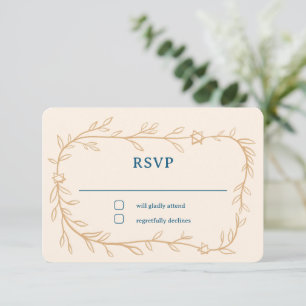 Delicate Botanical Star of David Bar Bat Mitzvah RSVP Card