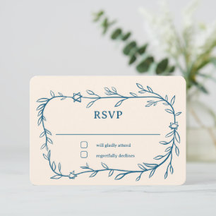 Delicate Botanical Star of David Bar Bat Mitzvah RSVP Card