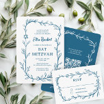 Delicate Botanical Star of David Bar Bat Mitzvah RSVP Card<br><div class="desc">Perfect response card for a bat mitzvah, bar mitzvah or other Jewish celebration! Hand drawn delicate leaf trame art for you! FULLY CUSTOMIZABLE! Click on “Personalize” above to edit the text. Click "edit using design tool" to adjust the fonts, colors and placements and to add text to the back side...</div>