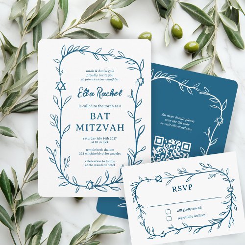 Delicate Botanical Star of David Bar Bat Mitzvah