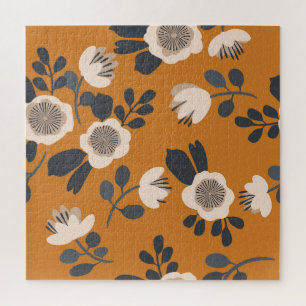 Delicate Botanical Vintage Floral Pattern Jigsaw Puzzle