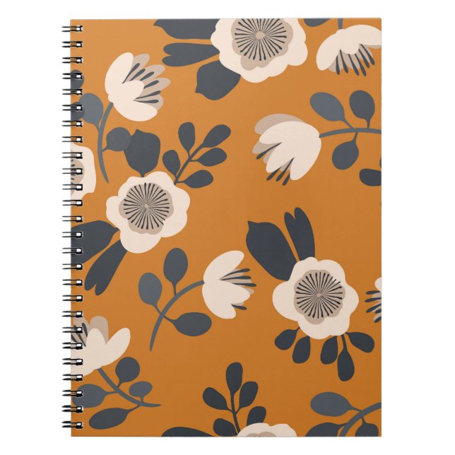 Delicate Botanical Vintage Floral Pattern Notebook (Front)