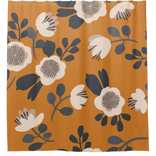 Delicate Botanical Vintage Floral Pattern Shower Curtain (Front)