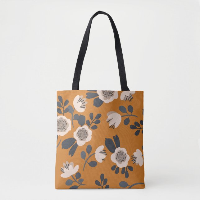 Delicate Botanical Vintage Floral Pattern Tote Bag (Front)