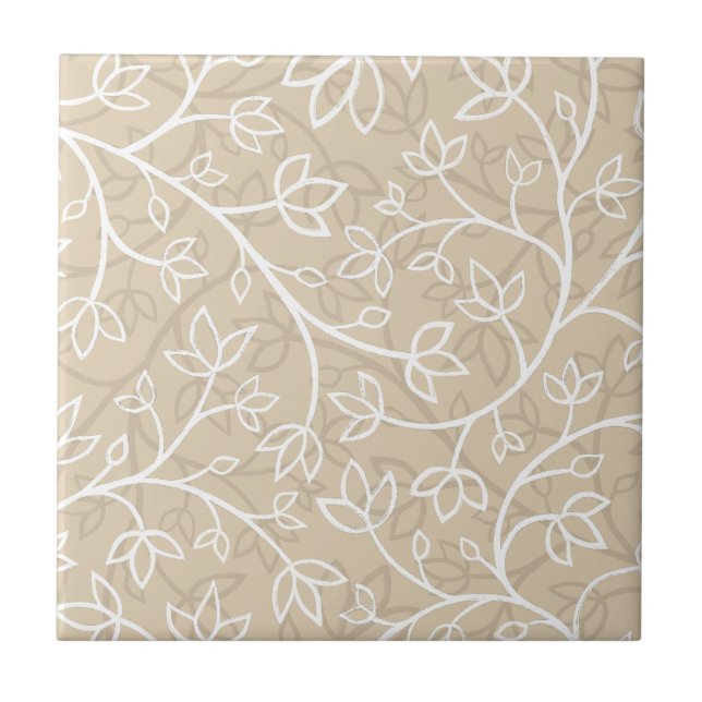 Delicate Botanical Waves Flowers HD Ceramic Tile (Front)