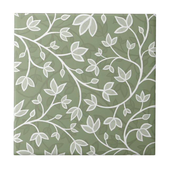 Delicate Botanical Waves Flowers HD Ceramic Tile (Front)