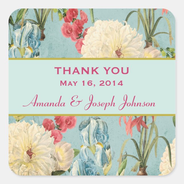 Delicate Botanical Wedding Thank You Sticker (Front)