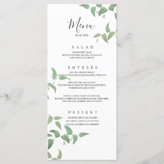 Delicate Botanical Wedding Vintage Greenery Menu