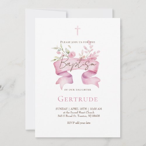 delicate bouquet Baptism Invitation