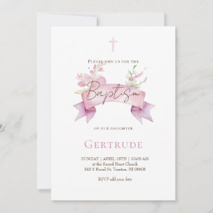 delicate bouquet Baptism Invitation