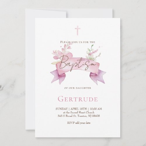 delicate bouquet Baptism Invitation