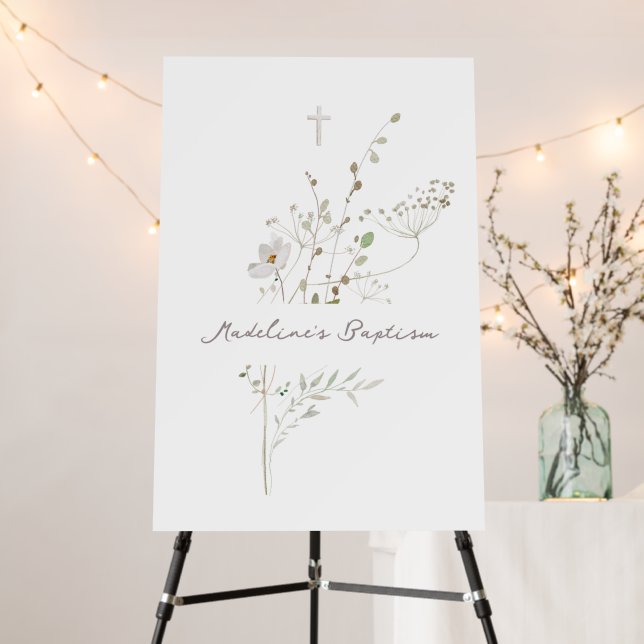 delicate bouquet Baptism sign Foam Board (In Situ (Stand))