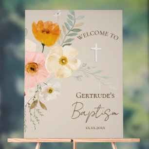 delicate bouquet Catholic Baptism welcome Acrylic Sign