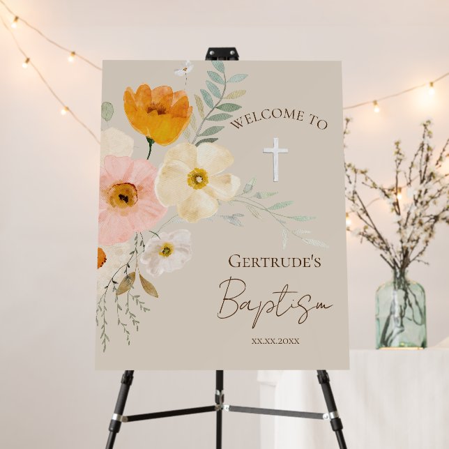 delicate bouquet Catholic Baptism welcome  Foam Board (In Situ (Stand))