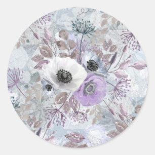 Delicate bouquet of anemones. classic round sticker