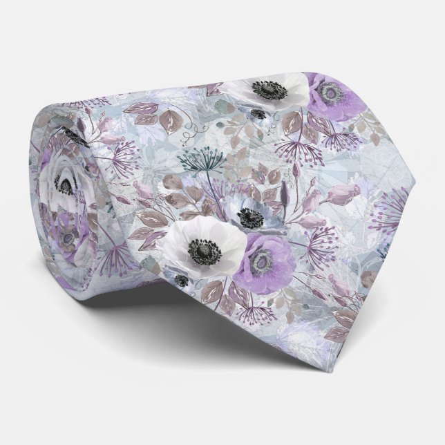 Delicate bouquet of anemones. neck tie (Rolled)