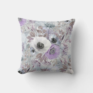 Delicate bouquet of anemones. throw pillow
