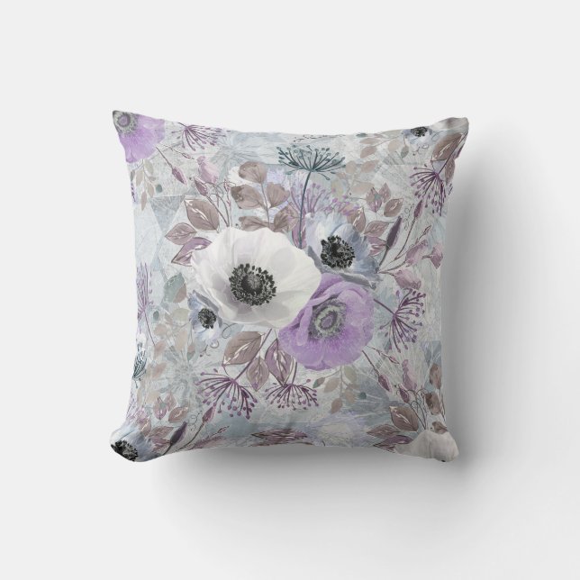 Delicate bouquet of anemones.  throw pillow (Front)
