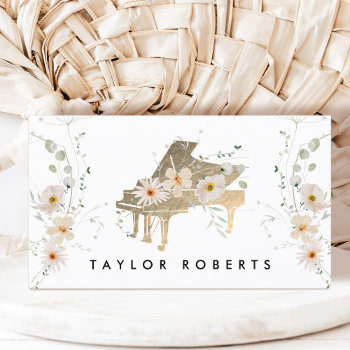 Delicate Bouquet Pianist Business Card by musickitten at Zazzle
