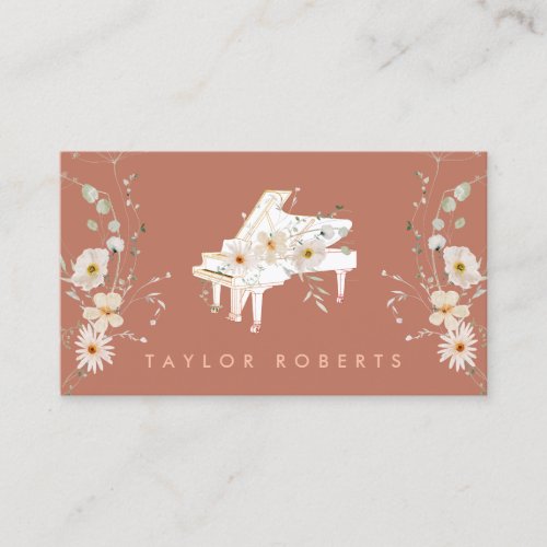 delicate bouquet white piano business card