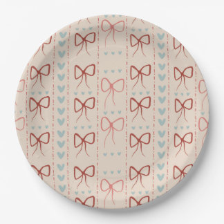 Delicate Bows and Hearts Paper Plates