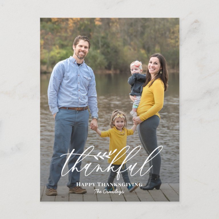 Delicate Branch Editable Color Thanksgiving                    Holiday Postcard