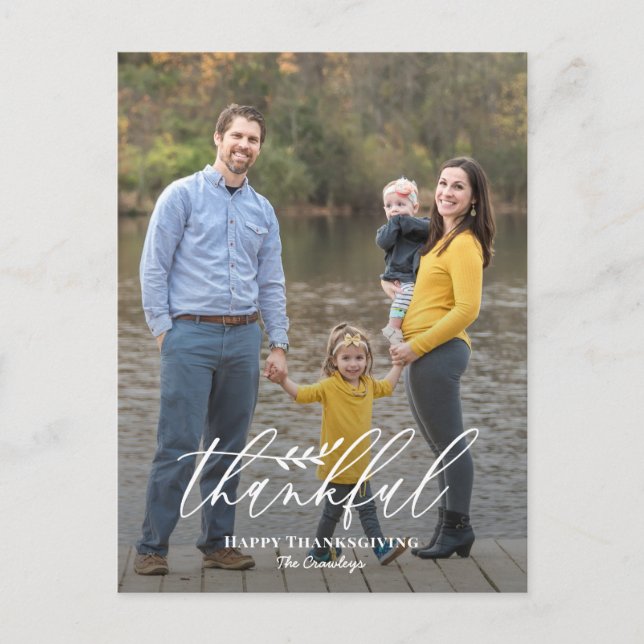 Delicate Branch Editable Color Thanksgiving Holiday Postcard (Front)