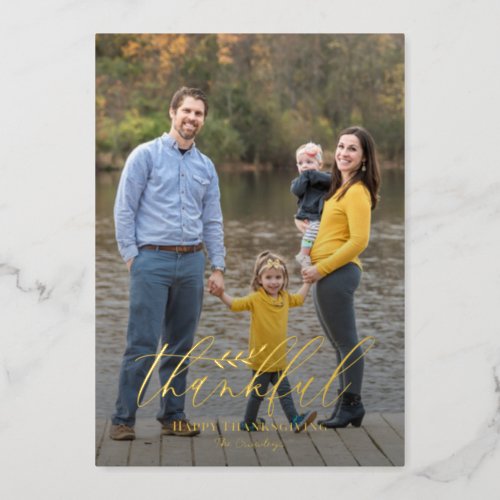Delicate Branch Foil Thanksgiving Photo Card