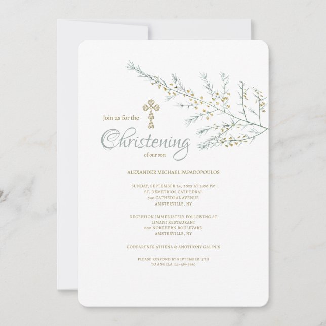 Delicate Branch Religious Invitation (Front)