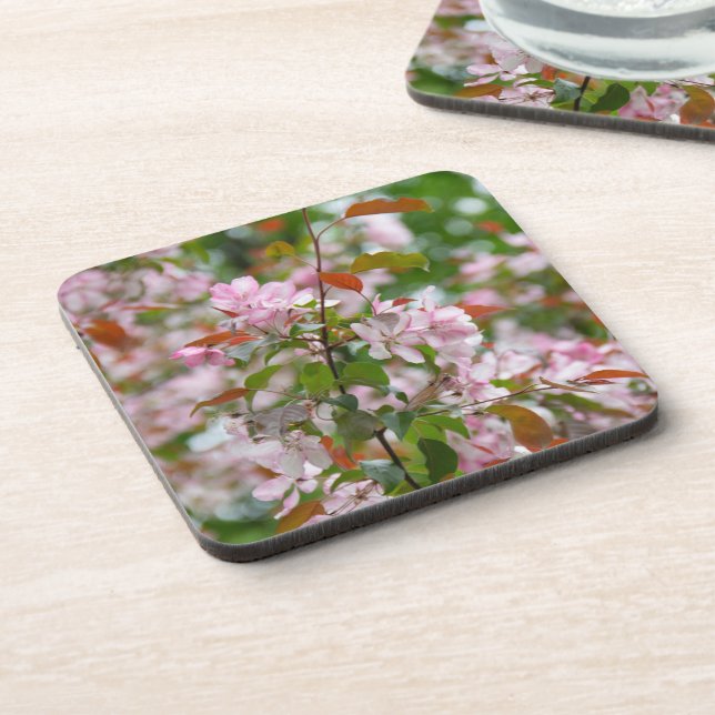 Delicate branch with flowers apple tree beverage coaster (Left Side)