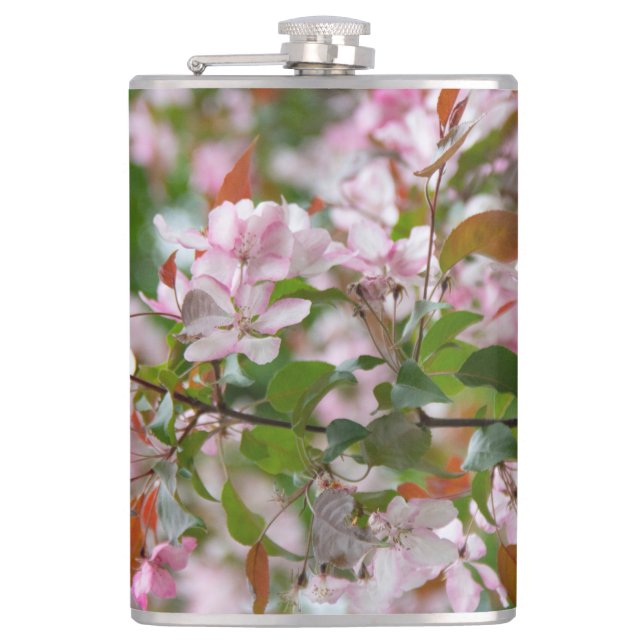 Delicate branch with flowers apple tree flask (Front)