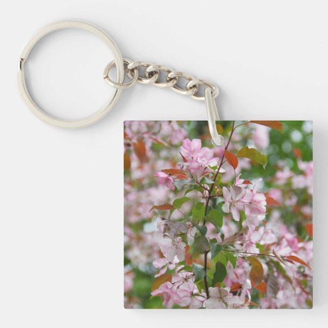 Delicate branch with flowers apple tree keychain (Front)