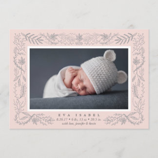 Delicate Branches Birth Announcement | Blush